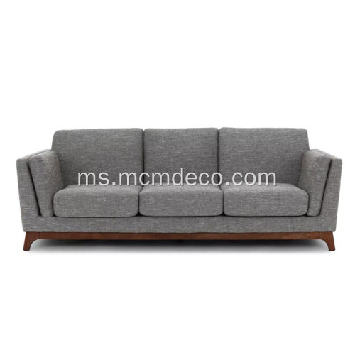 Ceni Volcanic Sofa Fabric Grey dengan Kaki Kayu